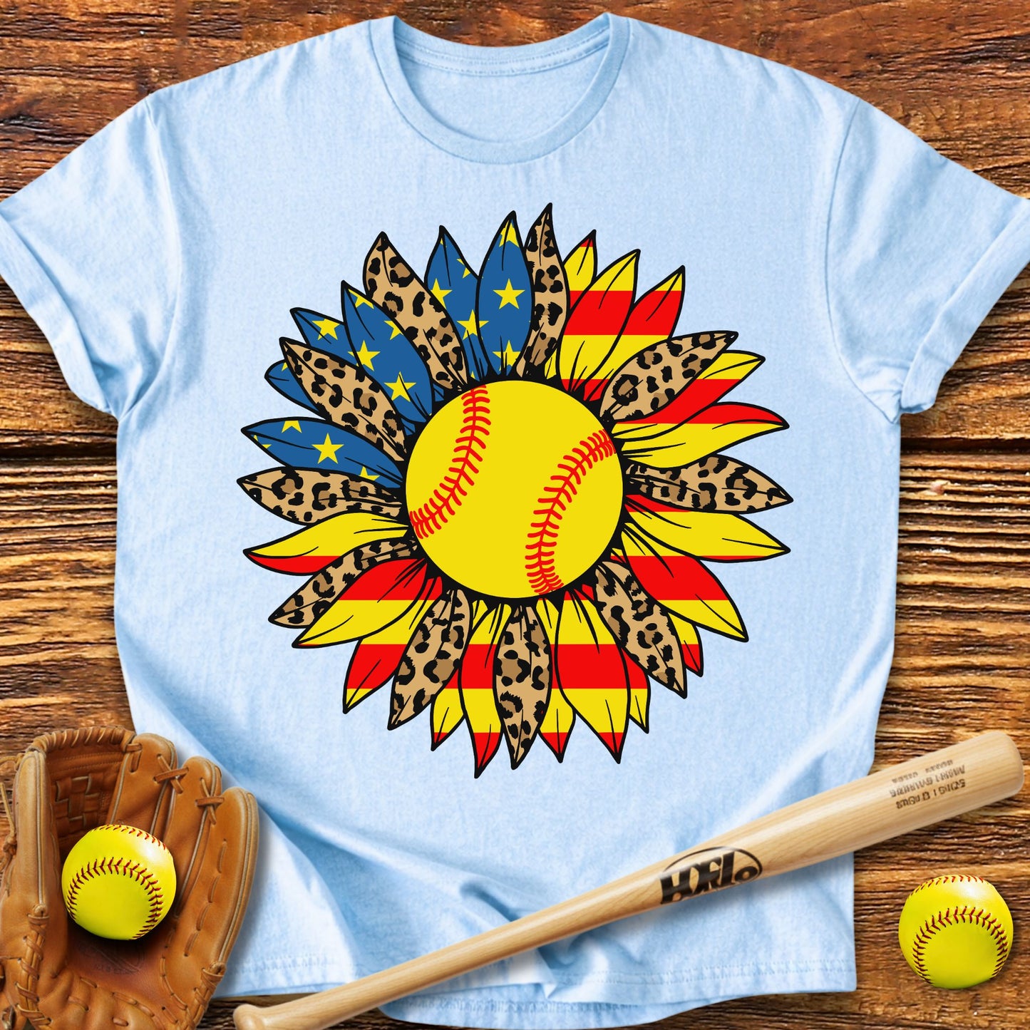 USA Sunflower Softball Adult T-Shirt - HomeRun PrintsT-Shirt