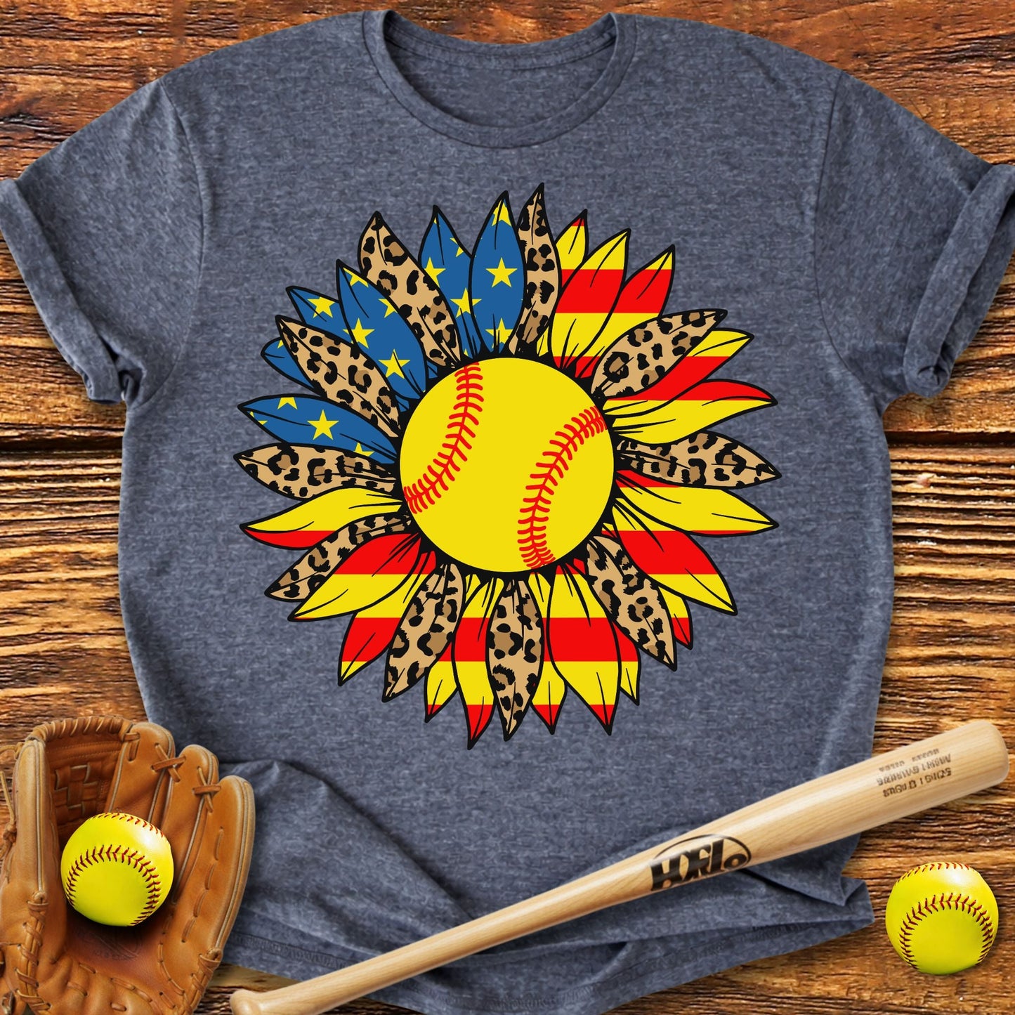 USA Sunflower Softball Adult T-Shirt - HomeRun PrintsT-Shirt
