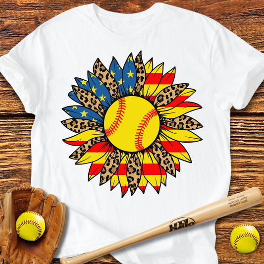 USA Sunflower Softball Adult T-Shirt - HomeRun PrintsT-Shirt