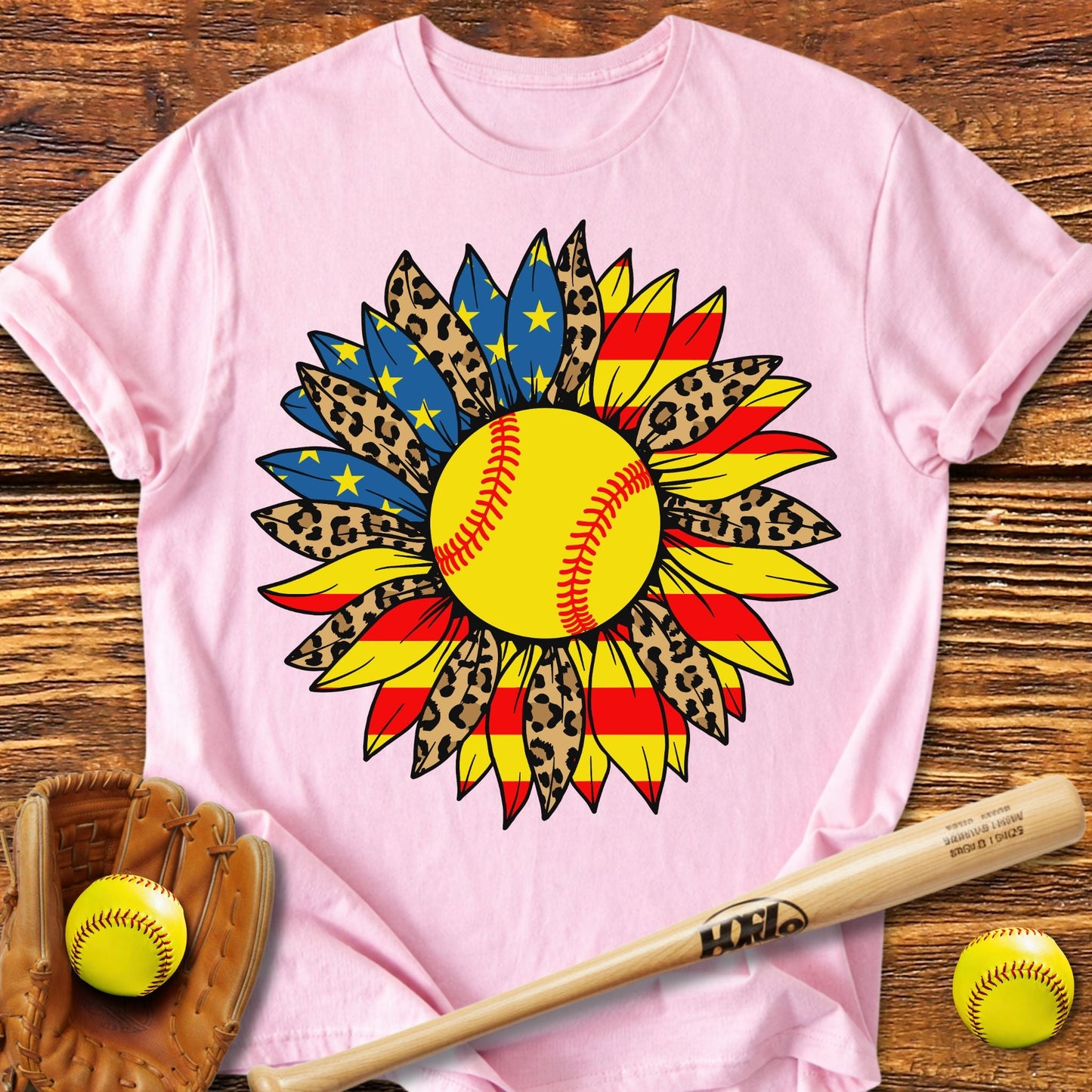 USA Sunflower Softball Adult T-Shirt - HomeRun PrintsT-Shirt