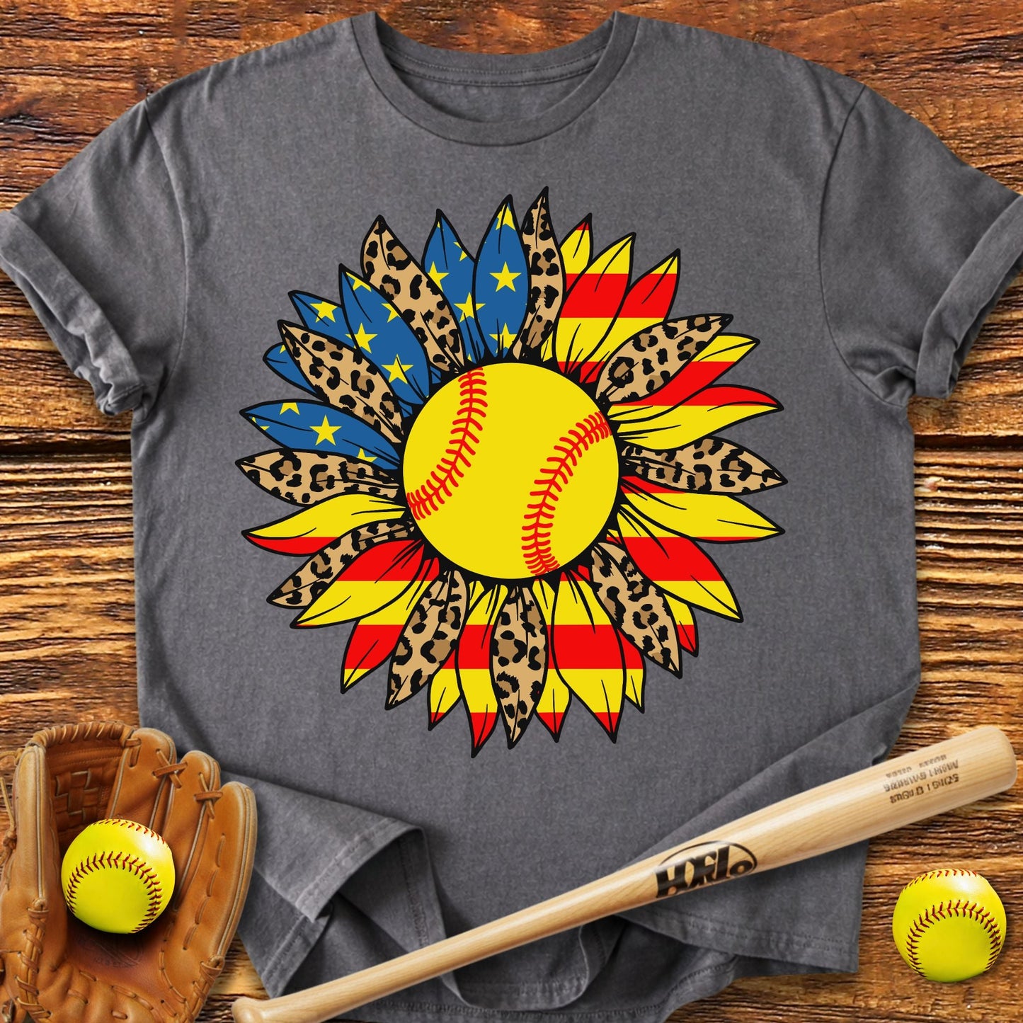 USA Sunflower Softball Adult T-Shirt - HomeRun PrintsT-Shirt