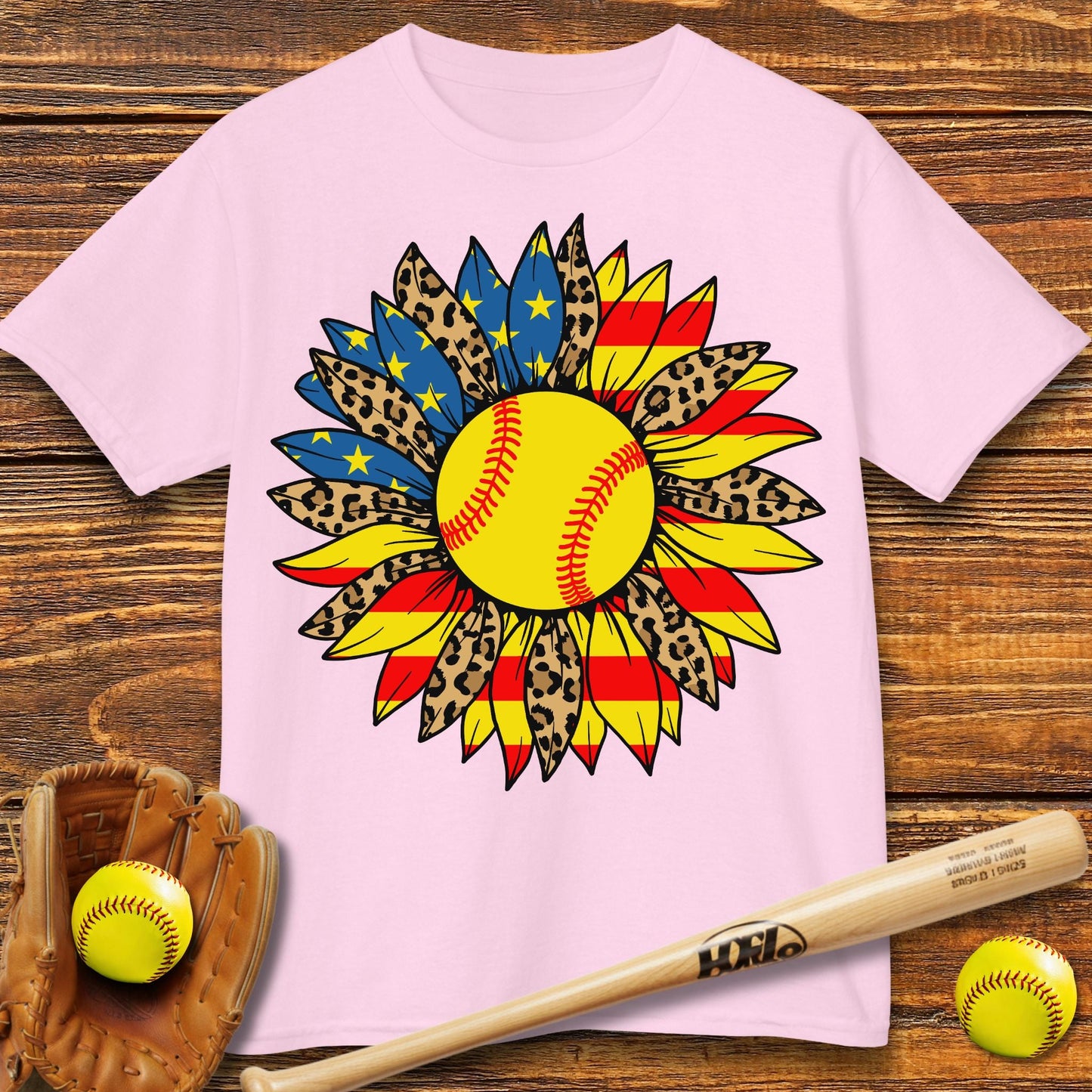 USA Sunflower Softball Kids T-shirt - HomeRun PrintsKids clothes