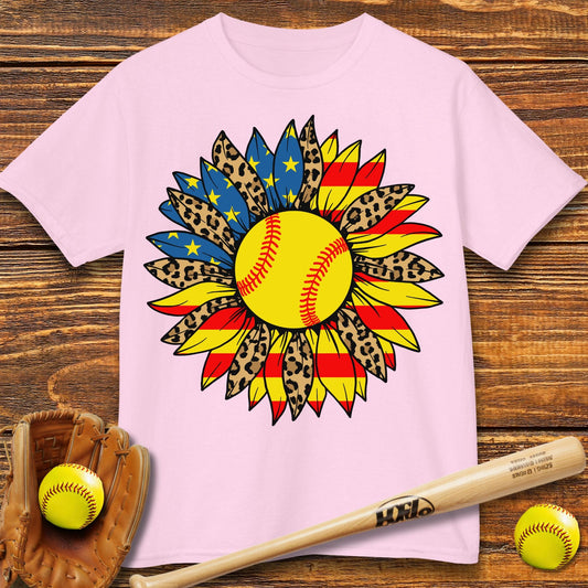 USA Sunflower Softball Kids T-shirt - HomeRun PrintsKids clothes