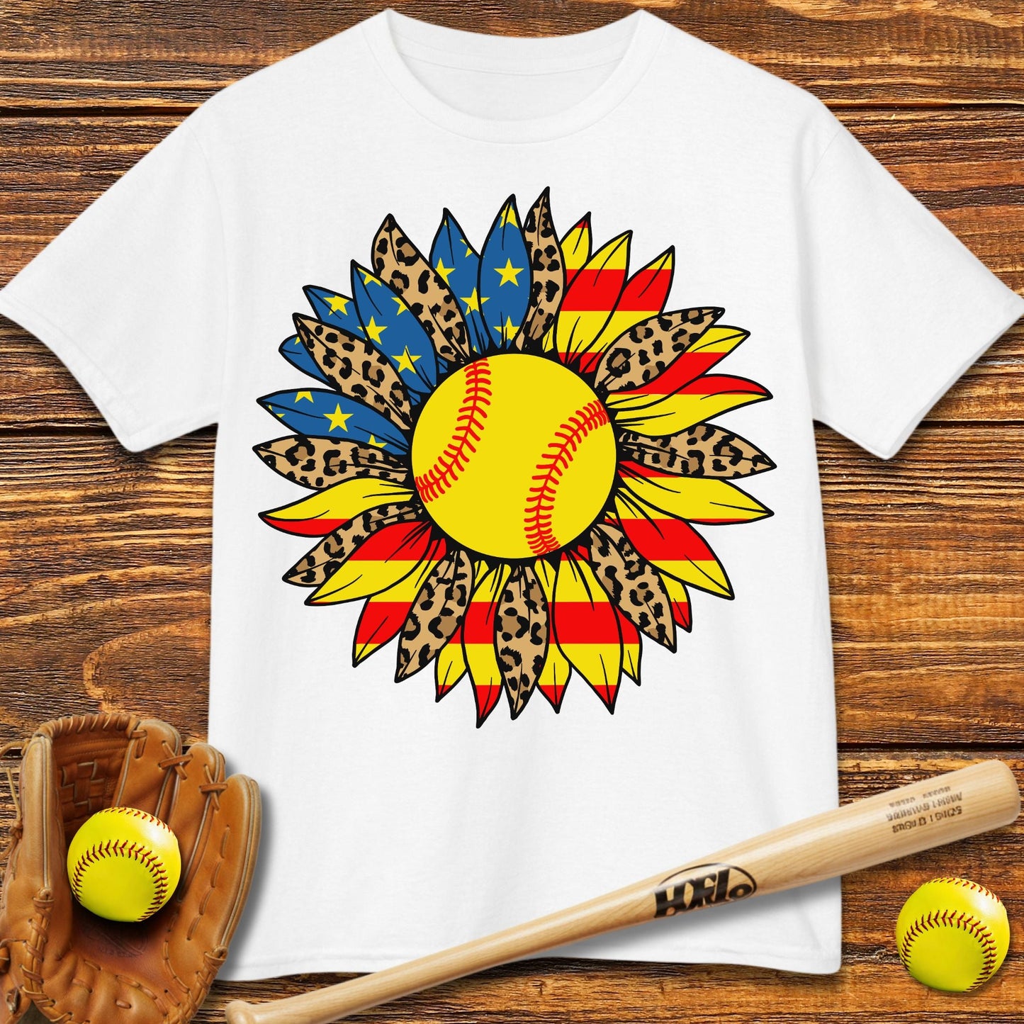 USA Sunflower Softball Kids T-shirt - HomeRun PrintsKids clothes