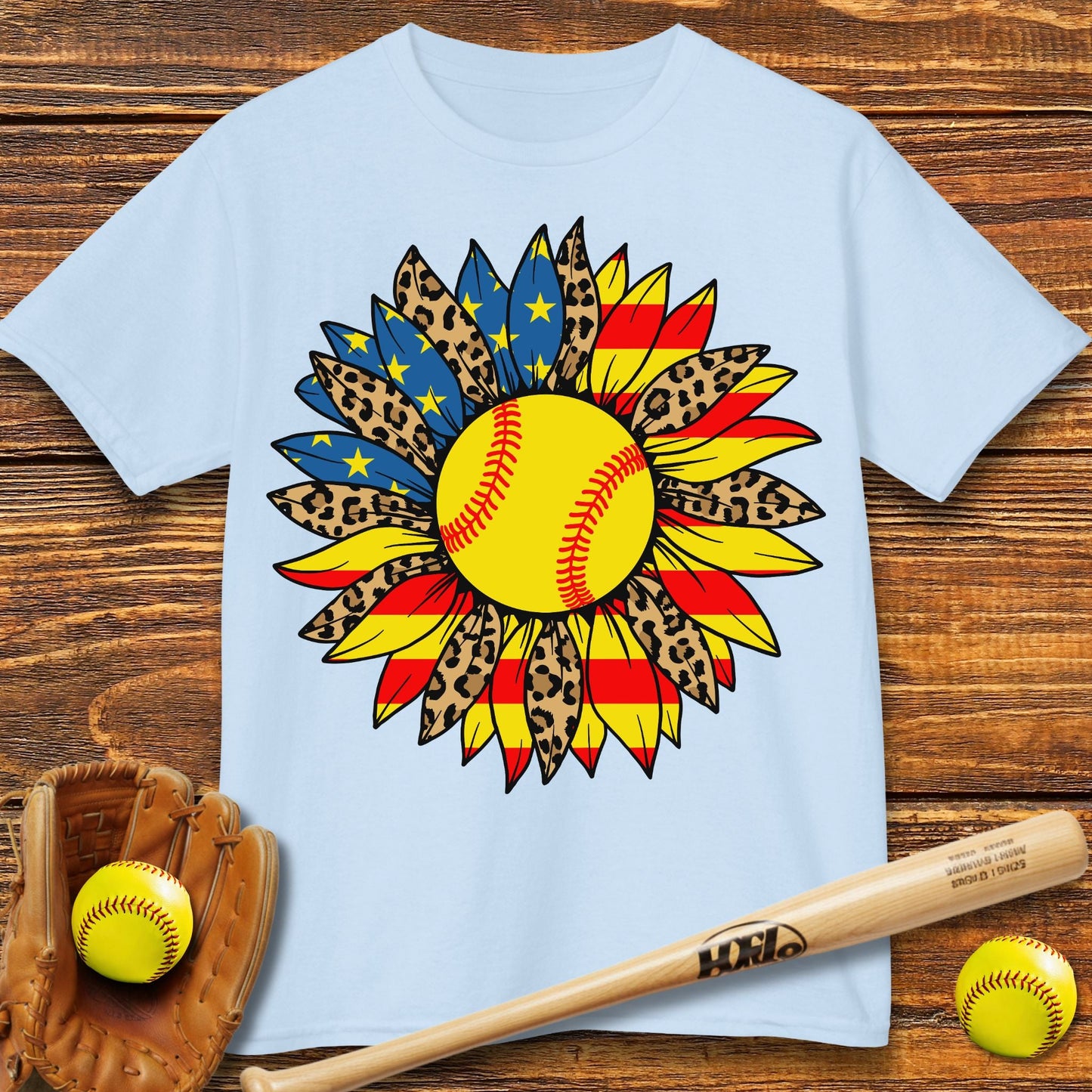 USA Sunflower Softball Kids T-shirt - HomeRun PrintsKids clothes