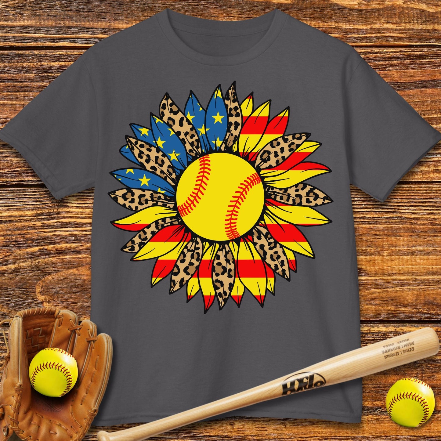 USA Sunflower Softball Kids T-shirt - HomeRun PrintsKids clothes