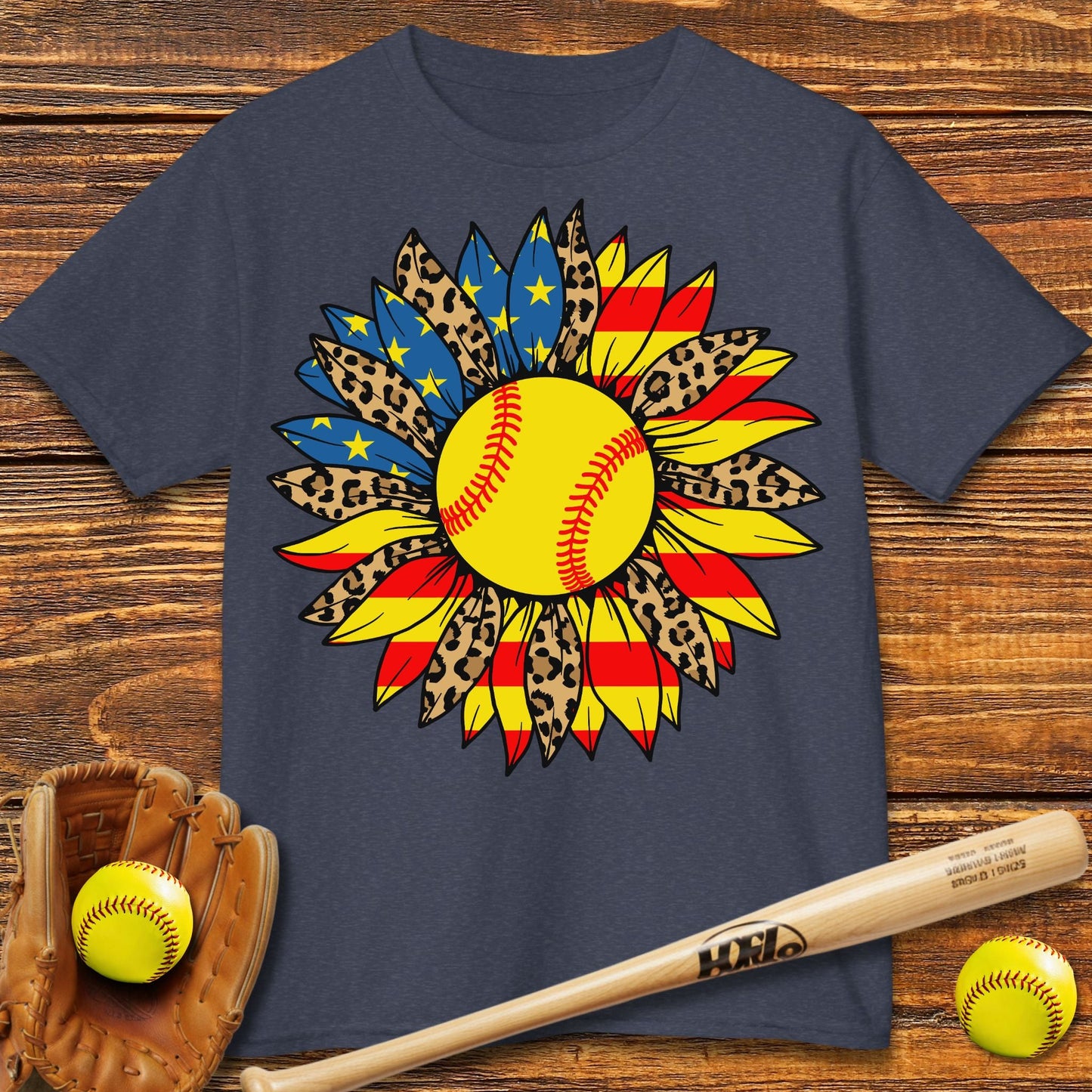 USA Sunflower Softball Kids T-shirt - HomeRun PrintsKids clothes