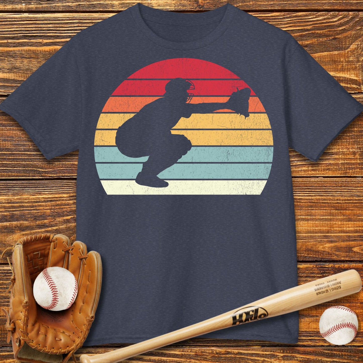 Vintage Catcher Kids T-Shirt - HomeRun PrintsKids clothes