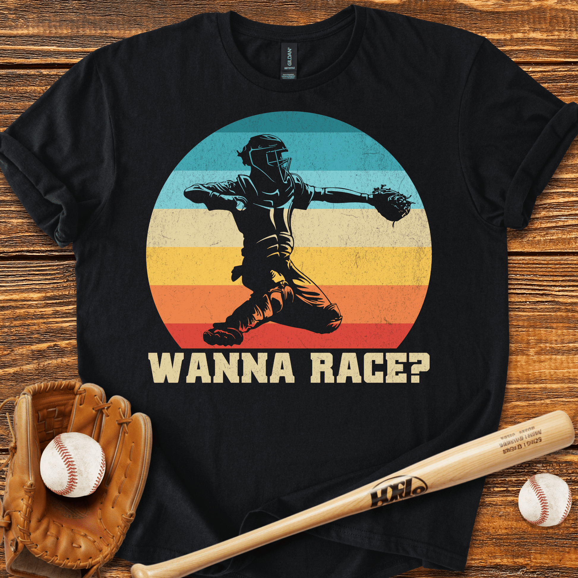 Wanna Race? Catcher T-Shirt - HomeRun PrintsT-Shirt