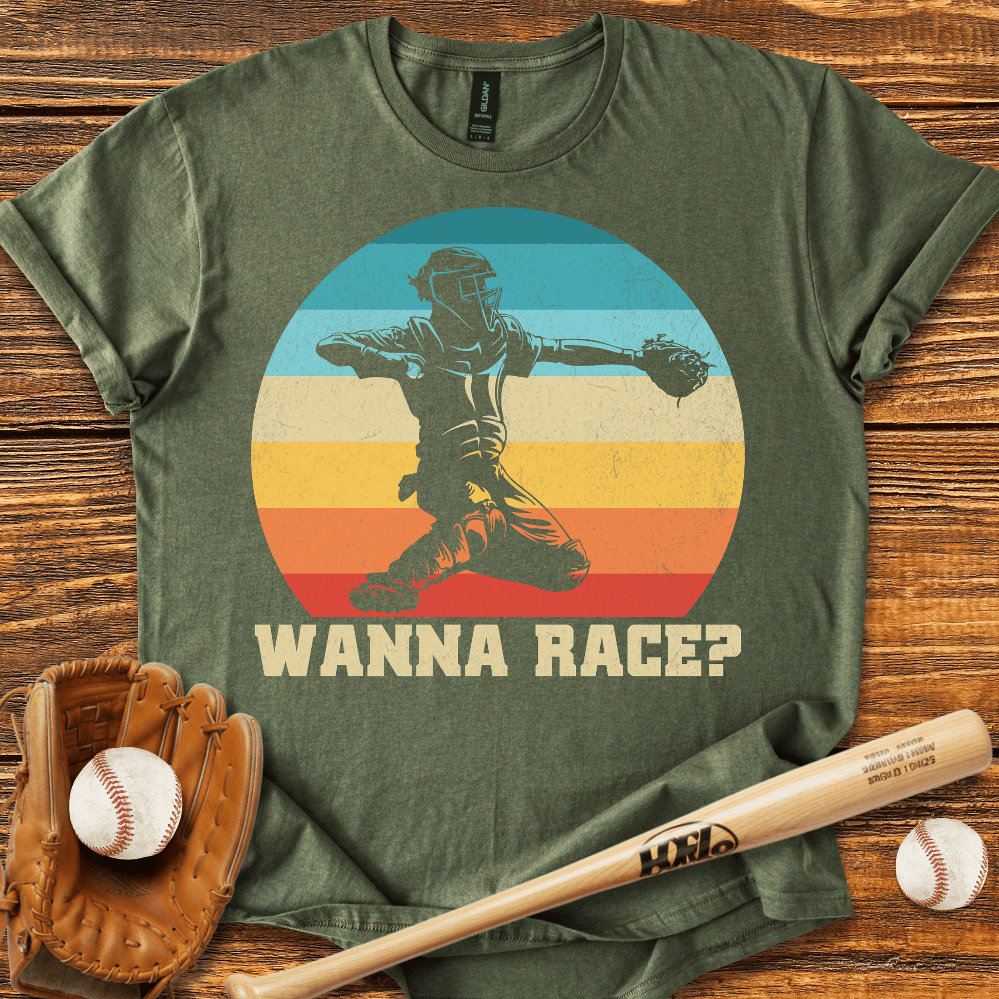 Wanna Race? Catcher T-Shirt - HomeRun PrintsT-Shirt