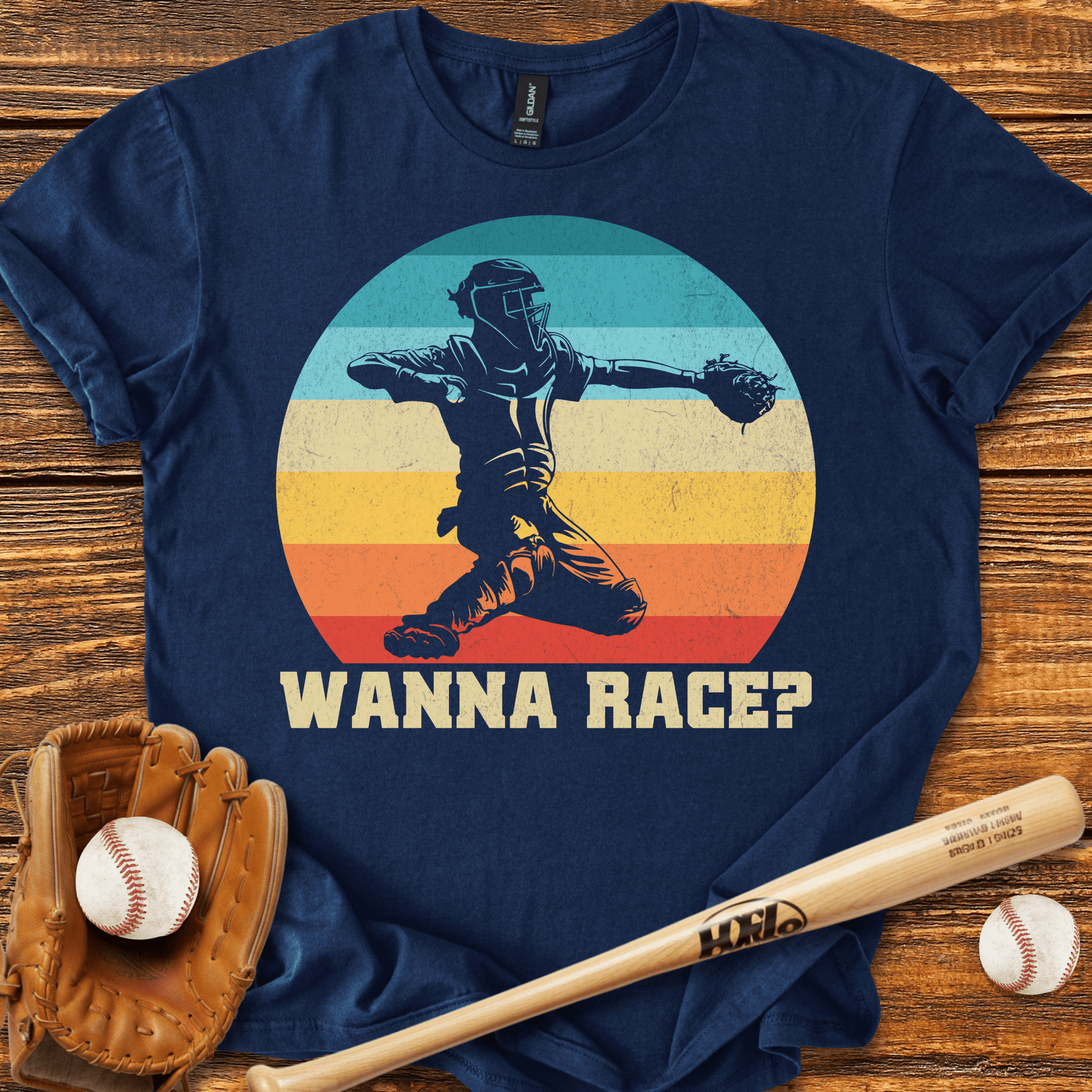 Wanna Race? Catcher T-Shirt - HomeRun PrintsT-Shirt