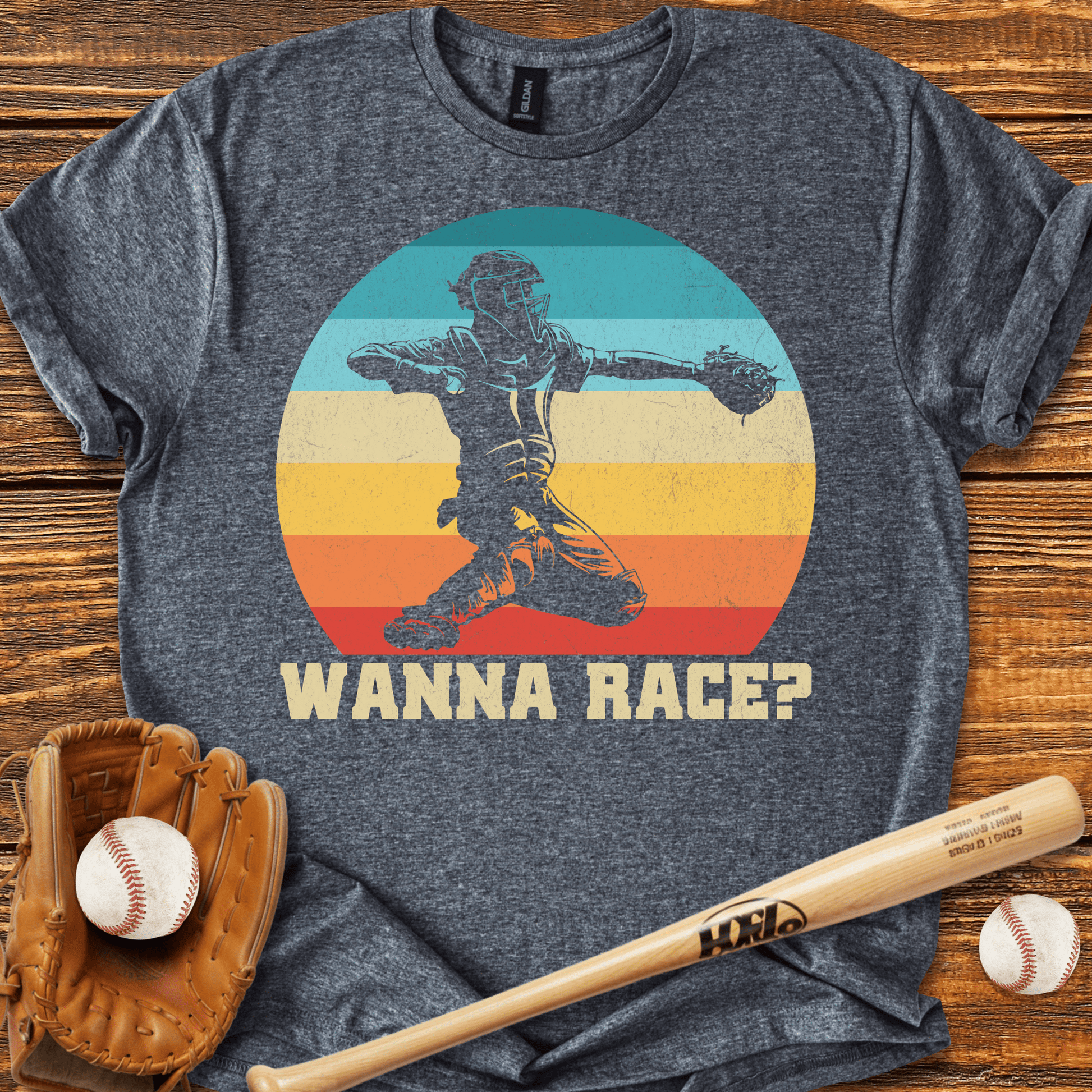 Wanna Race? Catcher T-Shirt - HomeRun PrintsT-Shirt