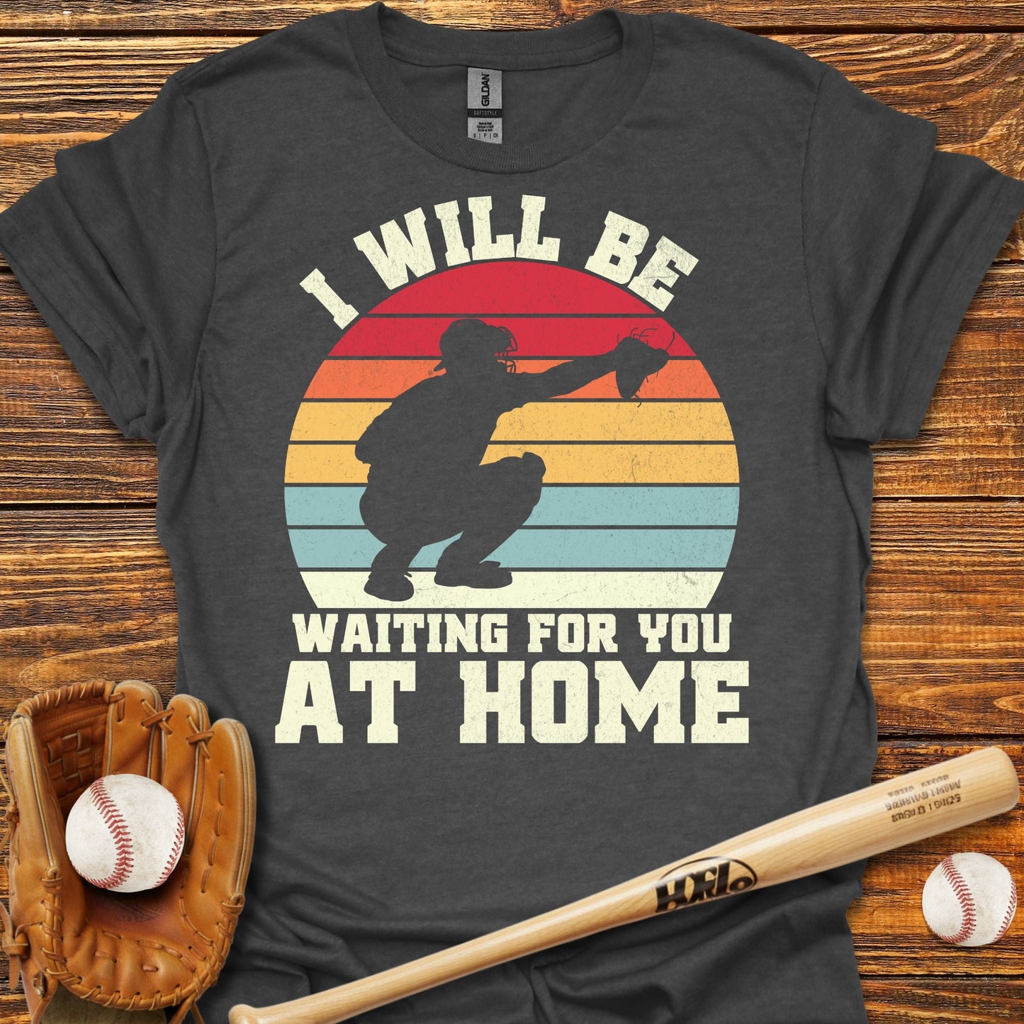 Wating For You At Home Catcher T-Shirt - HomeRun PrintsT-Shirt