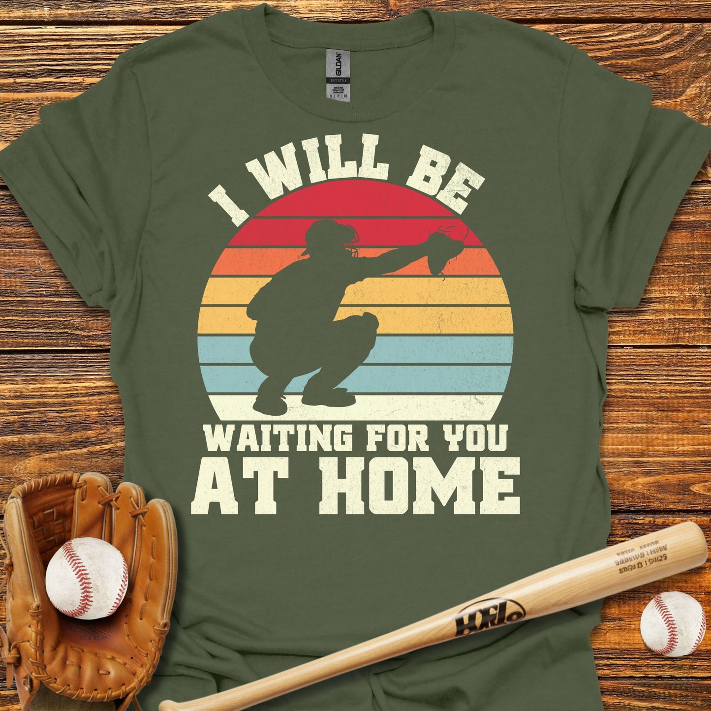 Wating For You At Home Catcher T-Shirt - HomeRun PrintsT-Shirt