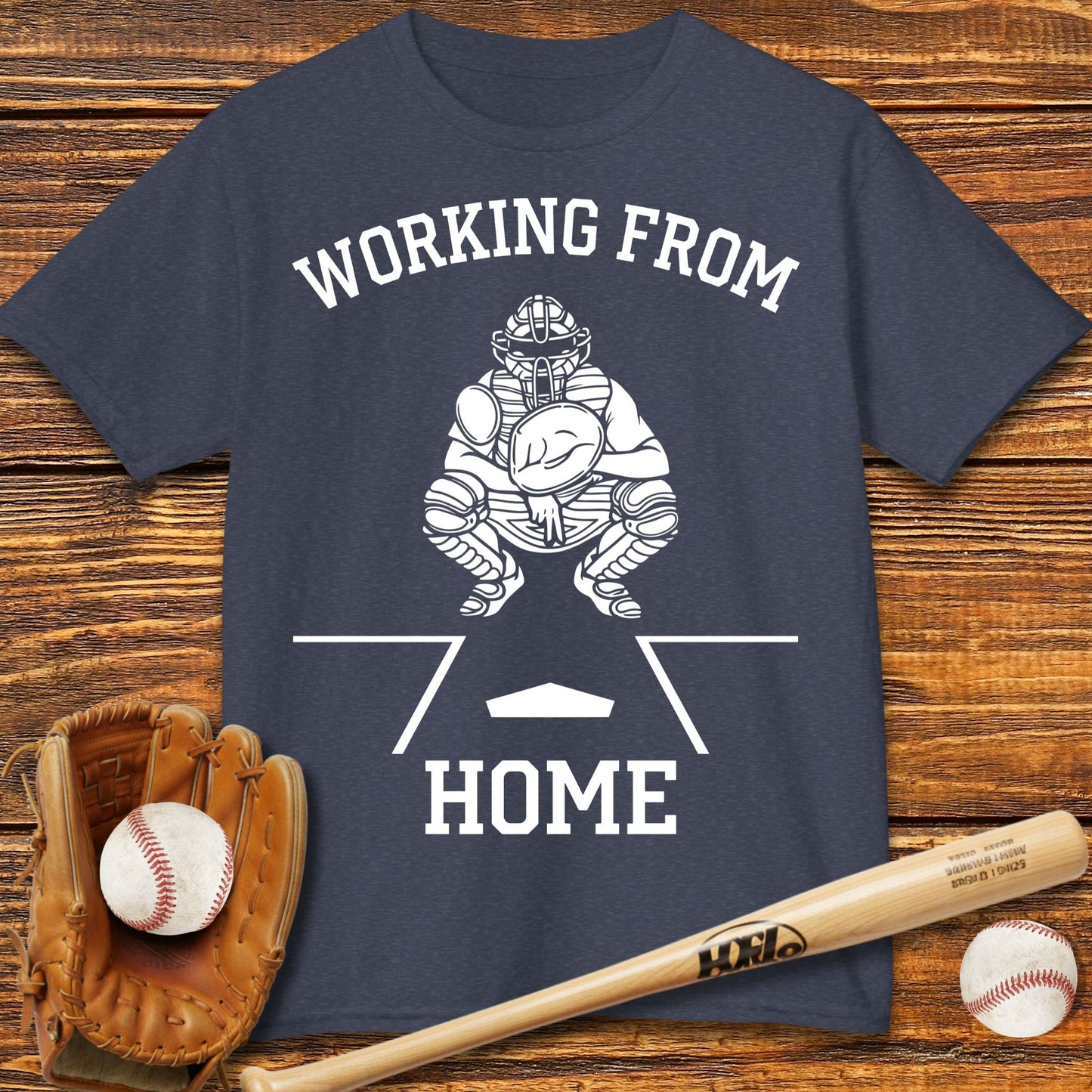 Working From Home Catcher Kids T-shirt - HomeRun PrintsKids clothes