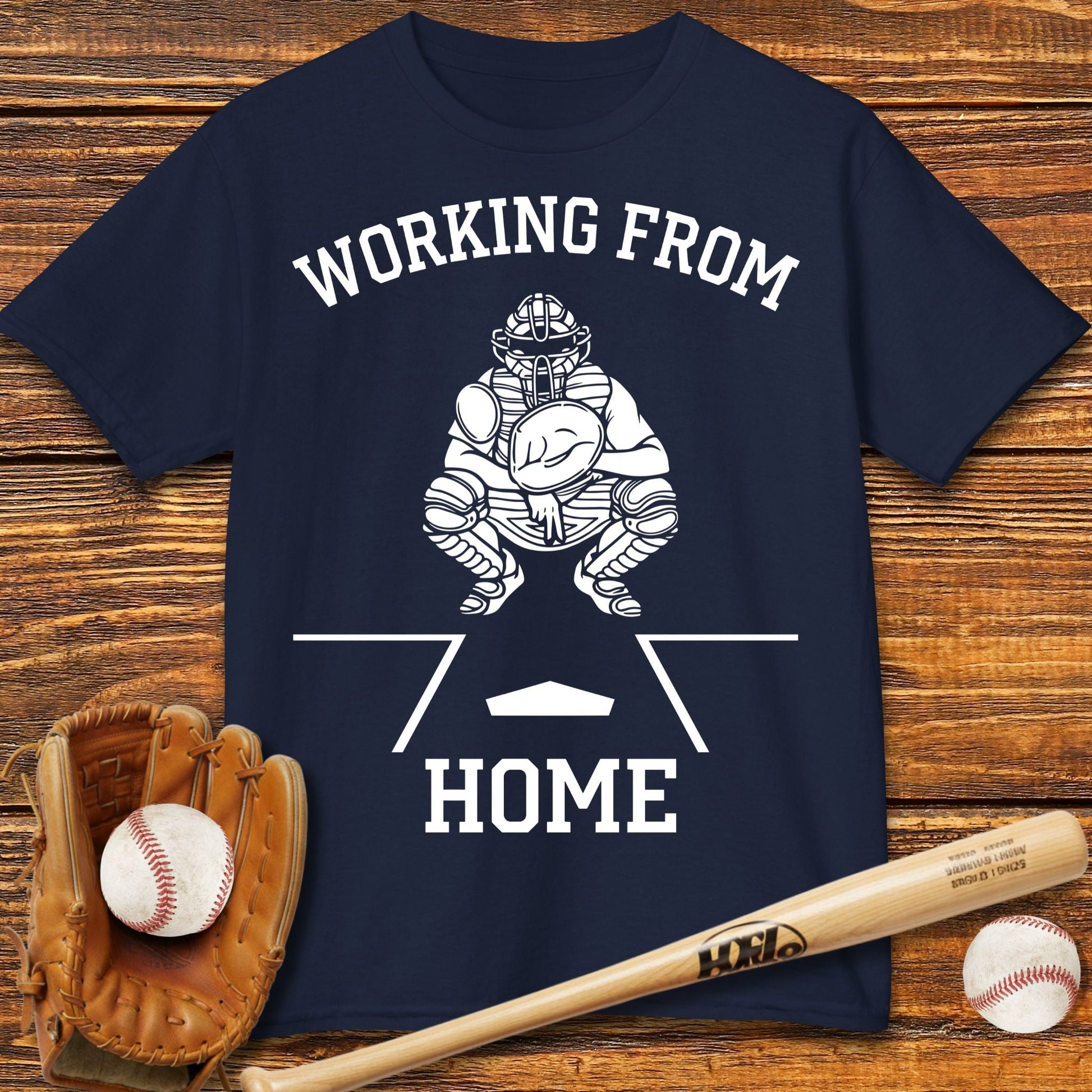 Working From Home Catcher Kids T-shirt - HomeRun PrintsKids clothes
