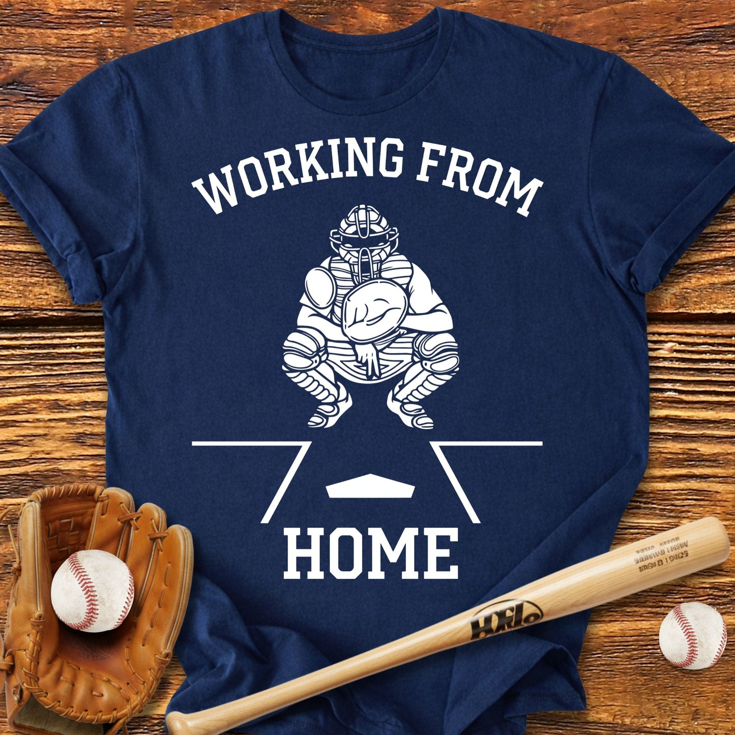 Working From Home Catcher T-Shirt - HomeRun PrintsT-Shirt