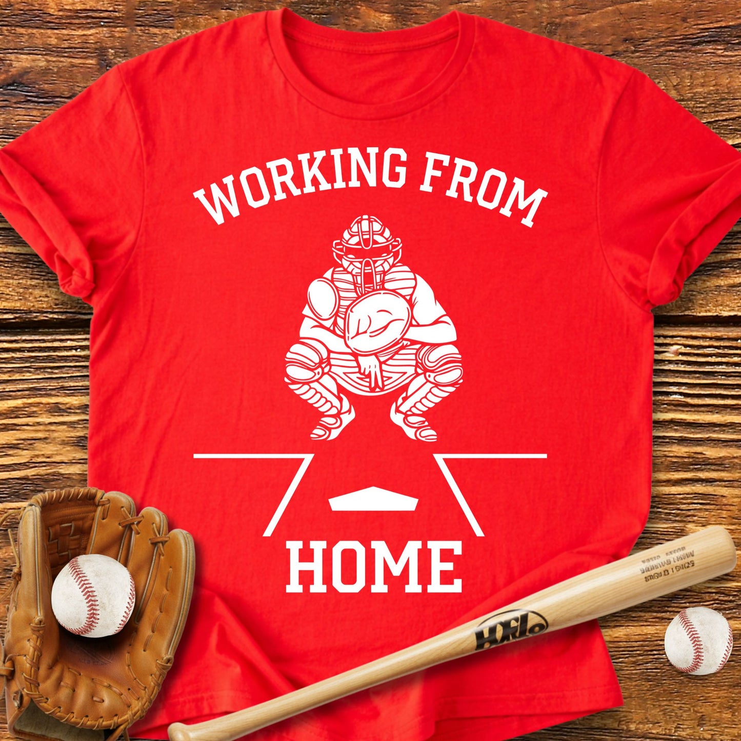 Working From Home Catcher T-Shirt - HomeRun PrintsT-Shirt