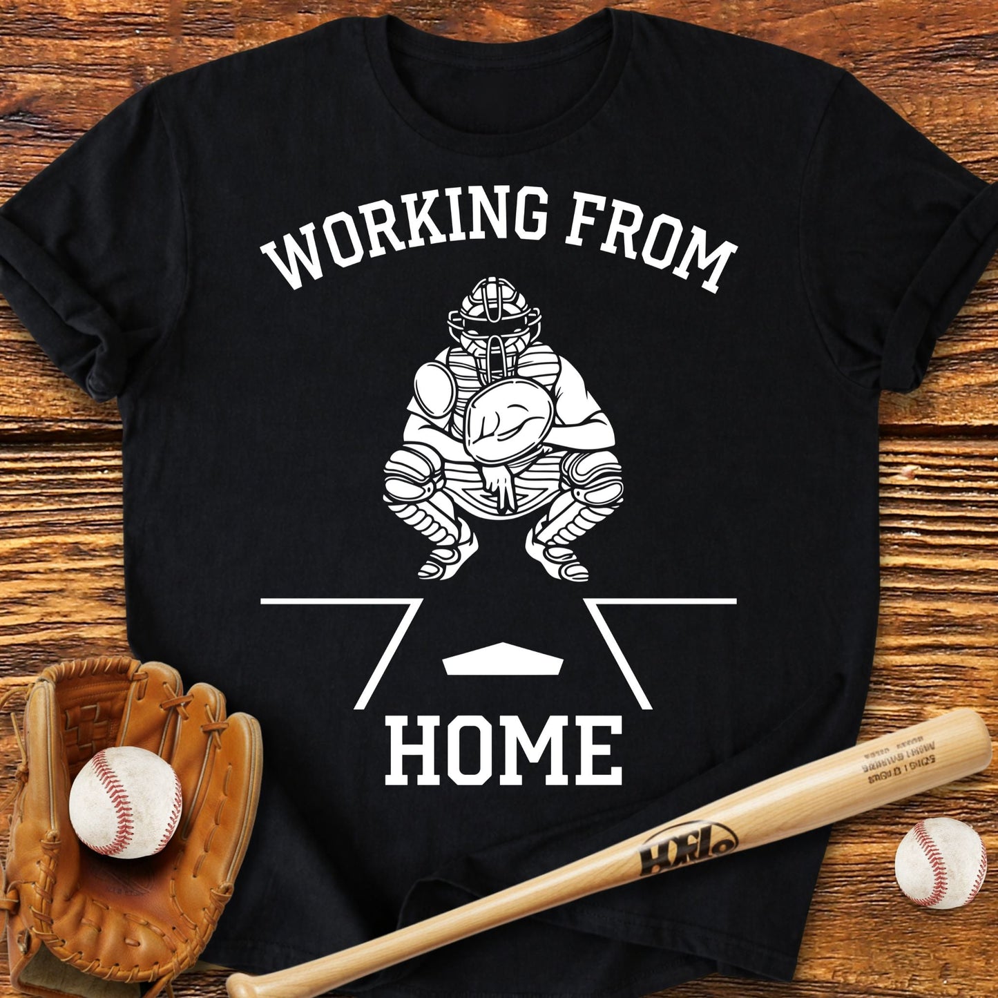 Working From Home Catcher T-Shirt - HomeRun PrintsT-Shirt